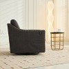 Swivel Rotating Chair, Upholstered Accent Chair with USB Port and Copper Nail Decor 4L -ModernLuxe - 3 of 4