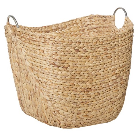 Olivia May 21 X19 Large Rectangular Water Hyacinth Basket With Round Metal Loop Handles Storage Basket Light Natural Target