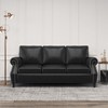 Modern Faux Leather Sofa Couch With Nailhead Trim, Comfy Upholstered 3-Seater Sofa Couch With Rolled Armrest, Birchwood Legs Supports - 2 of 4