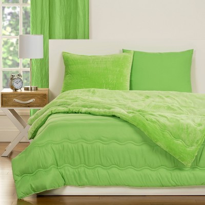 Crayola Playful Plush Green Pleated Comforter Set (Full/Queen) 3pc