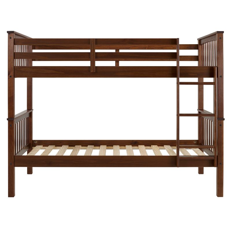 Twin Over Twin Transitional Cottage Solid Pine Bunk Bed Walnut - Saracina Home, 4 of 9
