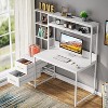 Okak Modern Home Office Huch Computer Desk with Open Shelves,Multifunctional Corner Writing Desk with for Study,Office,Studio - 3 of 4