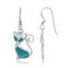 Bella Silver Sterling Silver Created Turquoise Cat Earrings - Blue - 2 of 3