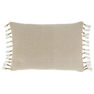 16"x23" Oversize Tassel Lumbar Throw Pillow Cover - Saro Lifestyle: Cotton, Zippered, Rectangular, Machine Washable - 1 of 3