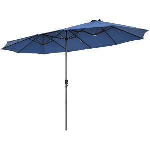 Costway 15FT Patio Double-Sided Umbrella Crank Outdoor Garden Market Sun Shade Red\Blue\Coffee\Beige\Navy\Orange\Turquoise - 1 of 4