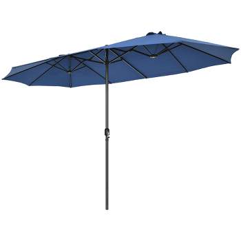 Costway 15FT Patio Double-Sided Umbrella Crank Outdoor Garden Market Sun Shade Red\Blue\Coffee\Beige\Navy\Orange\Turquoise