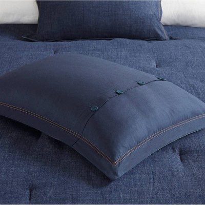 Perry Oversized Blue Cotton Denim Queen Bedspread Set