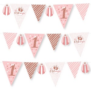 Big Dot of Happiness 1st Birthday Little Miss Onederful - DIY Girl First Birthday Party Pennant Garland Decoration - Triangle Banner - 30 Pieces - 1 of 4