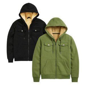 BenBen 2 Pack Men's Faux Shearling Zip Hoodie - 1 of 3
