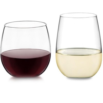 Libbey Stemless 12 Piece Wine Glass Party Set for Red and White Wines