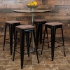 Emma and Oliver 30" High Metal Indoor Bar Stool with Wood Seat - Stackable Set of 4 - 2 of 4