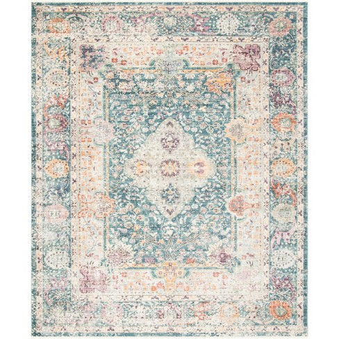 Illusion ILL704 Power Loomed Area Rug - Teal/Cream - 6'x9' - Safavieh