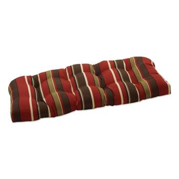 Outdoor Bench/Loveseat/Swing Cushion - Brown/Red Stripe - Pillow Perfect