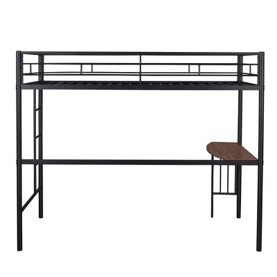 Bellemave Twin loft Bed with Desk, Heavy Duty Metal loft Bed with Desk,Ladder and Guardrails, Loft Beds for for Kids Teens , No Noise, Black