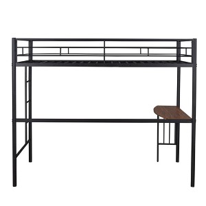 Bellemave Twin loft Bed with Desk, Heavy Duty Metal loft Bed with Desk,Ladder and Guardrails, Loft Beds for for Kids Teens , No Noise, Black - 1 of 4