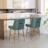 SEYNAR Modern Velvet 39'' H Metal Leg Counter or Bar Stools Set of 2 - 3 of 4