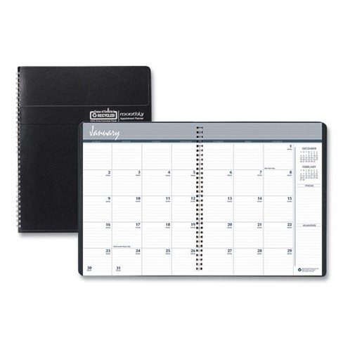 14-Month Recycled Ruled Monthly Planner, 8.75 x 6.78, Black Cover, 14-Month: Dec 2024 to Jan 2026 - image 1 of 4