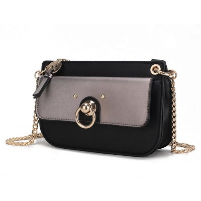 MKF Collection Jill Vegan Leather Color Block Crossbody Handbag by Mia K