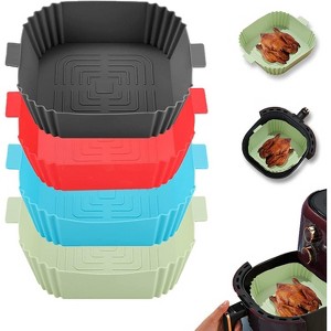 EBF Home Silicone Air Fryer Liners, 4Pcs Airfryer Liners Silicone Reusable Square Liners, Food Safe Air Fryer Liners, Air Fryer Accessories - 1 of 4