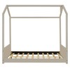 Twin Size Velvet House Bed Wood Bed Beige - 2 of 4