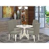 5-Piece Linen White Finish Solid Wood Top Dining Table with 4 Chairs with Drop Leaf - 2 of 4