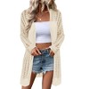 Womens Above Knee Cardigan Fall Sweater Open Front Ribbed Long Sleeve Lightweight Sweater Longline Cardigan - image 3 of 4