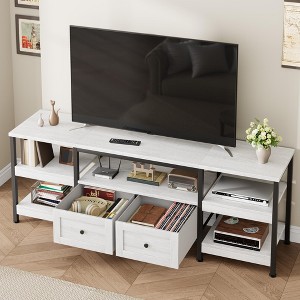 Modern-Industrial TV Stand with Metal Frame & 2 Fabric Drawers - 1 of 4