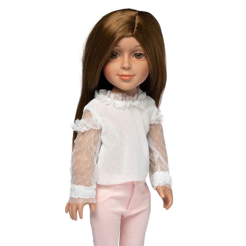 I&#39;M A GIRLY White Blouse with Lace Details Outfit for 18&#34; Fashion Doll, 1 of 6