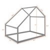 Twin Size Wooden House Bed, Tent-shaped Floor Bed, Fun Playhouse Bed Frames, House Bed Frame With Roof, For Kids Girls & Boys Home Bedroom - 4 of 4
