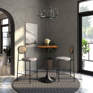 LeisureMod Verve 24" Sqaure Bar Height Dining Table - Modern MDF Top with Black Pedestal Base Counter Height Table for Kitchen, Home, and Pub - 1 of 4