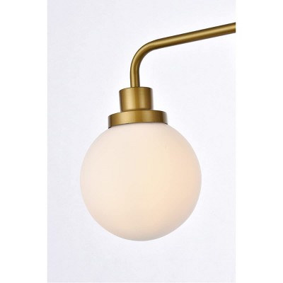 Hanson 3-Light Dimmable Brass Bath Sconce with Opal White Frosted Shade