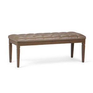 Hopewell Tufted Ottoman Bench Ash Blonde Faux Leather Light Brown - Wyndenhall, Adult Unisex