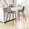 Zuo Modern Magnus Barstool 43.3" H Slate Gray Faux Leather with Walnut Legs, Modern, Set of 2 - 2 of 4