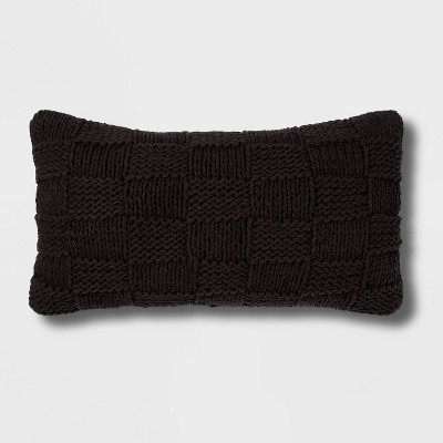 Oversized Chunky Knit Lumbar Throw Pillow Black - Threshold™