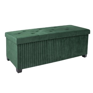 Aoibox Velvet Foldable Ottoman Bench with Storage, Foot Rest Stool for Living Room or Bedroom, End of Bed Bench in Green - 1 of 4