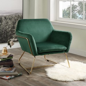 XIYUYEU Velvet Accent Chair with Mid-Height Backrest and Metal Base,Modern Upholstered Living Room Chairs for Living Room - 1 of 4