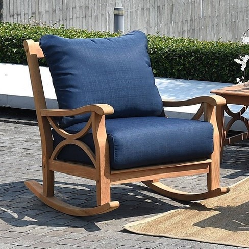 cambridge casual patio chester rocking teak cushion chair target