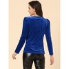 INSPIRE CHIC Women's Velvet V-Neck Long Sleeve Gilding Metallic Shiny Stars Blouse - 4 of 4