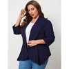WhizMax Women's Plus Size 3/4 Sleeve Open Front Blazer Casual Long Sleeve Cardigan Jacket Office LongLine Pelpum Blazer - 3 of 4
