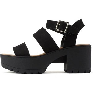 Soda ACCOUNT Women's Open Toe Block Heel Platform Sandals with Adjustable Ankle Strap - 1 of 4