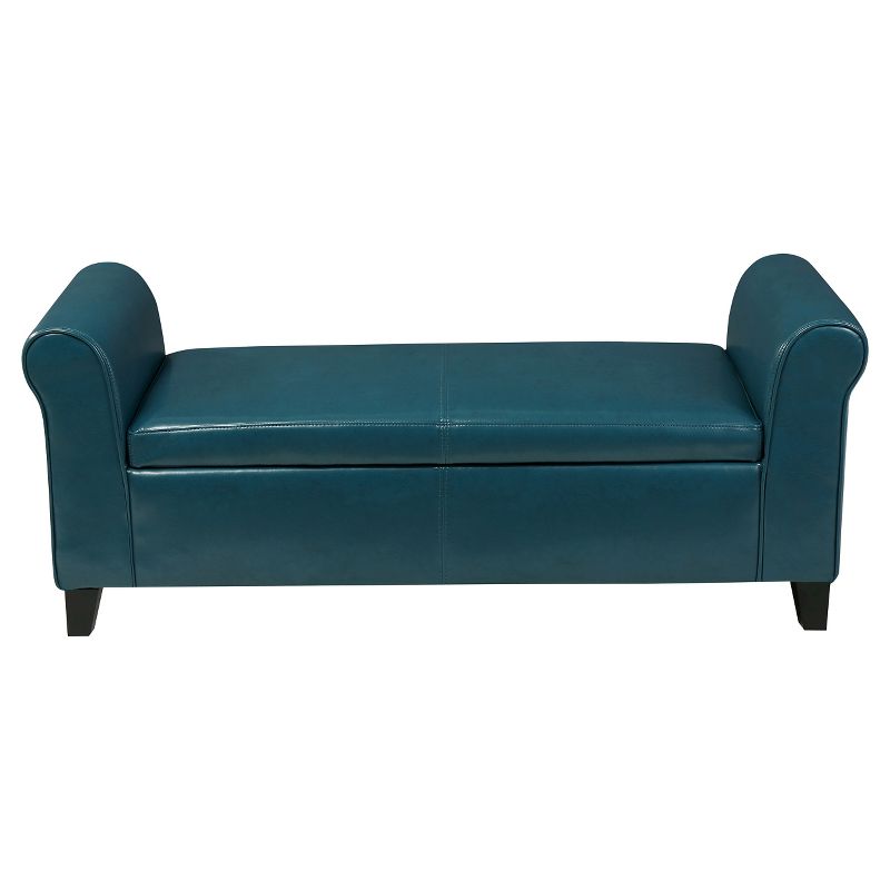 Hayes Faux Leather Armed Storage Ottoman Bench Teal - Christopher Knight Home, 1 of 8