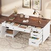 Home Office Desk with Power Outlet, Drawers & File Cabinet, 60 Inch Executive Wooden Desk for Work and Study, Brown - 4 of 4