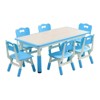 Kids Table and Chairs Set, Height Adjustable Desk with 6 Chiairs, Arts Crafts Table, Children Activity Table for Classrooms, Daycares, Home - 2 of 4