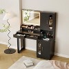 Fluted Vanity Table with Drawers and Cabinets,Modern Makeup Desk with Charging Station - 4 of 4