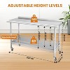 NSF Certified Stainless Steel Work Table,60*24*35inch Bilayer Table with Adjustable Undershelf ,Arced edge - 3 of 4