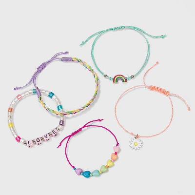 Girls' 5pk Rainbow Daisy and Love Bracelets - Cat & Jack™
