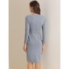 Allegra K Women's Round Neck Bracelet Sleeve Peplum High Waist Work Office Pencil Dress - 4 of 4