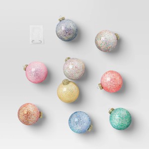 9ct 100mm Christmas Interior Glitter Finish Ornament Set Multi Color - Wondershop™ - 1 of 4