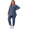 Women's Plus Size Pleated Crew Neck Long Sleeve Soft Casual Tunic T-Shirt - Agnes Orinda - 3 of 4