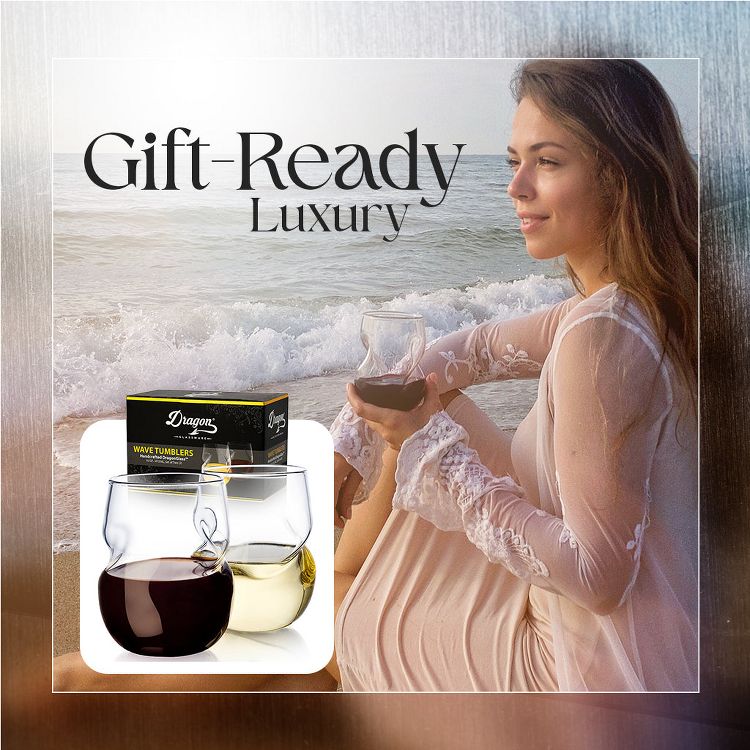 Dragon Glassware 16 oz Stemless Wine Glasses Set of 2, 6 of 8